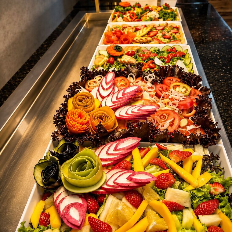 Buffet preparado pela Excellens